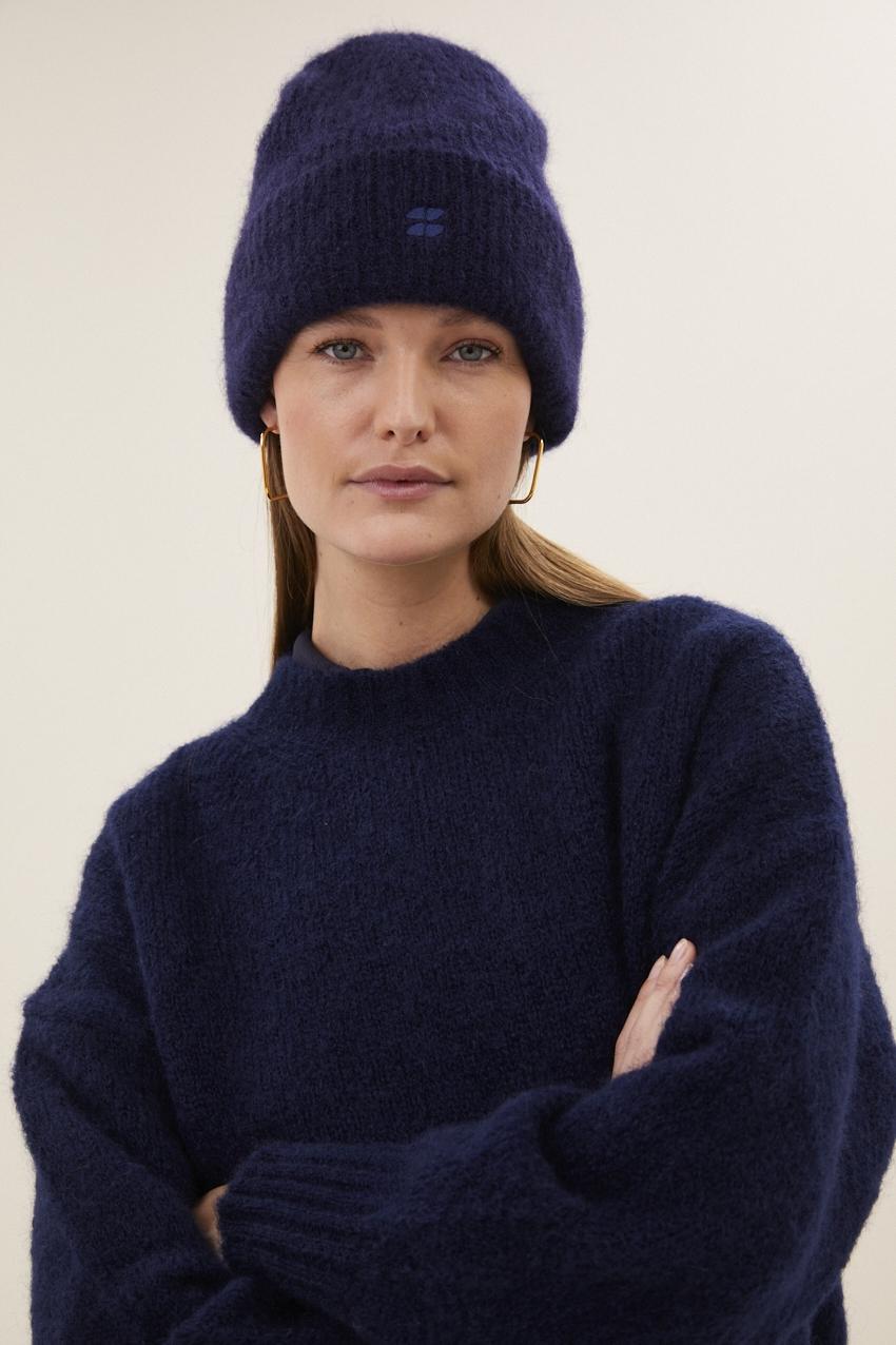 By-Bar Logo Beanie Midnight unisex Mütze Mohair dunkelblau